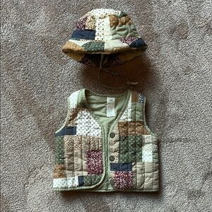 H&M baby quilted hat and vest 3 month